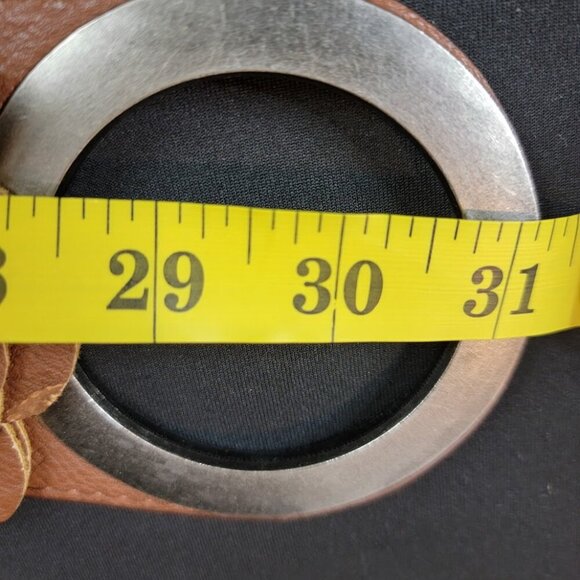 JDC Milano Brown Leather Flower Belt | Stretch Waist Cinch | Italian Statement main image 4